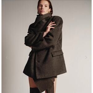 Urban Revivo Wool Blend Coat Chocolate Brown Size L
